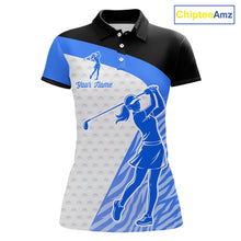 Load image into Gallery viewer, Blue Zebra Pattern Womens Golf Polo Shirts Custom Name Gift For Golf Lovers NBT582