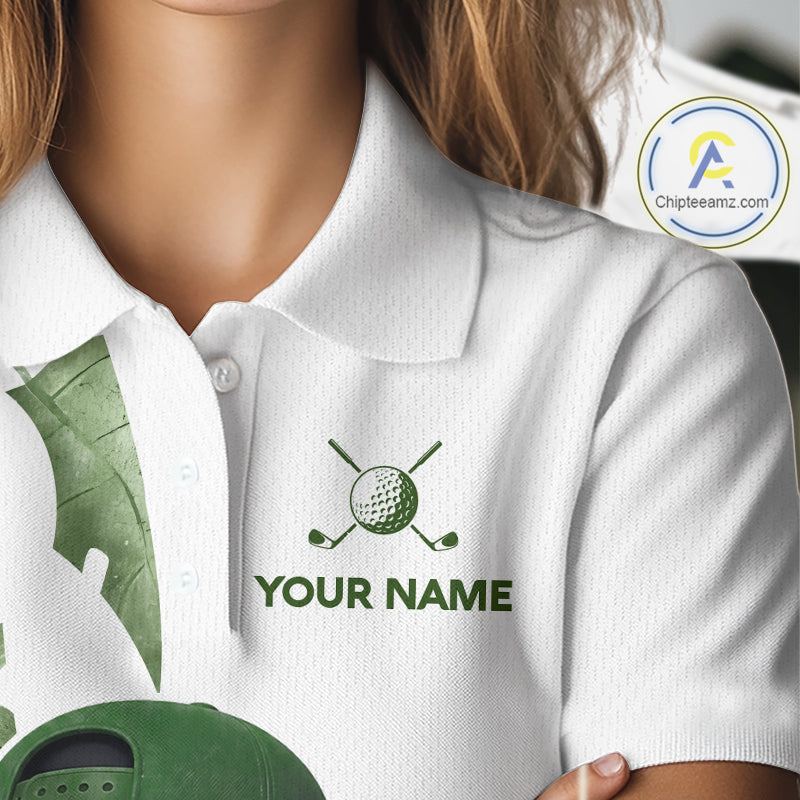 Funny Golf Ball Tropical Pattern Custom Womens Golf Polo Shirts, Golfing Gifts|Green NBT709