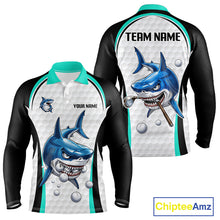 Load image into Gallery viewer, Custom Mens Golf Polo Shirt Funny Turquoise Shark Pattern Golf Shirts For Men, Team Golf Shirts NBT822