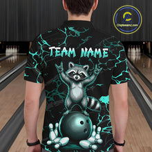 Load image into Gallery viewer, Turquoise Funny Raccoon Bowling Team Shirt Customized Bowling League Polo &amp; 1/4 Zip Gift For Men NBT895