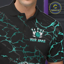 Load image into Gallery viewer, Turquoise Funny Raccoon Bowling Team Shirt Customized Bowling League Polo &amp; 1/4 Zip Gift For Men NBT895