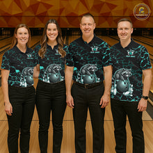 Load image into Gallery viewer, Turquoise Funny Raccoon Bowling Team Shirt Customized Bowling League Polo &amp; 1/4 Zip Gift For Women NBT895