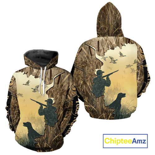 Mallard Duck Hunting Waterfowl Camouflage Shirts, Personalized Duck Hunting Gifts NBT112