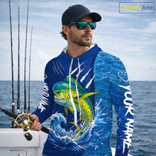 Load image into Gallery viewer, Mahi Mahi Fishing Custom Long Sleeve Hooded Performance Fishing Shirts, Mahi Mahi Saltwater Fishing Shirt NBT721