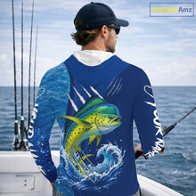 Load image into Gallery viewer, Mahi Mahi Fishing Custom Long Sleeve Hooded Performance Fishing Shirts, Mahi Mahi Saltwater Fishing Shirt NBT721