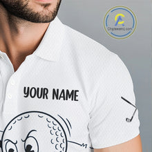 Load image into Gallery viewer, Blue Funny Golf Rescue Team Polo Shirt Custom Name, Golf Ball Cartoon Polo, White Golf Shirt NBT599