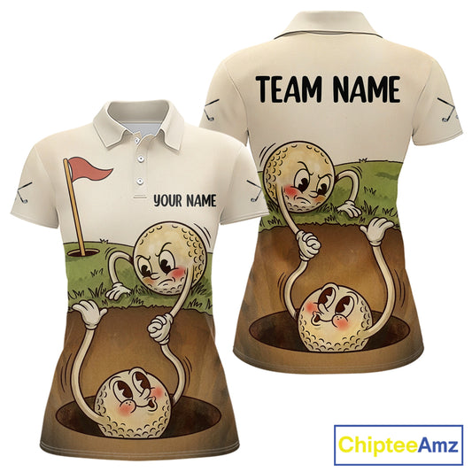 Vintage Funny Golf Ball Custom Team Polo Shirt, Personalized Womens Golf Polo Shirt, Golf Lovers Gift NBT608