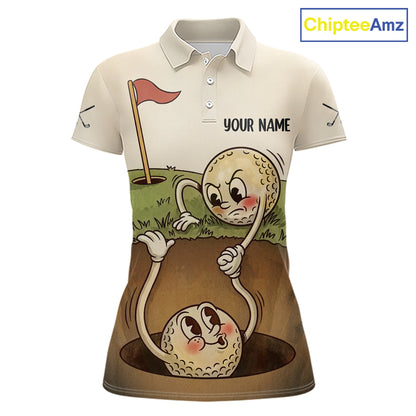 Vintage Funny Golf Ball Custom Team Polo Shirt, Personalized Womens Golf Polo Shirt, Golf Lovers Gift NBT608
