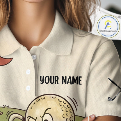 Vintage Funny Golf Ball Custom Team Polo Shirt, Personalized Womens Golf Polo Shirt, Golf Lovers Gift NBT608
