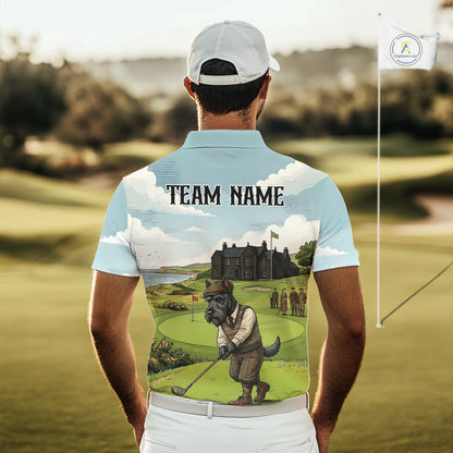 Scottish Terrier Mens Polo Golf Shirts, Vintage Dog Shirt, Dad Golf Gift NBT609
