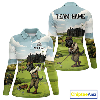 Scottish Terrier Womens Polo Golf Shirts, Vintage Dog Shirt, Mom Golf Gift NBT609