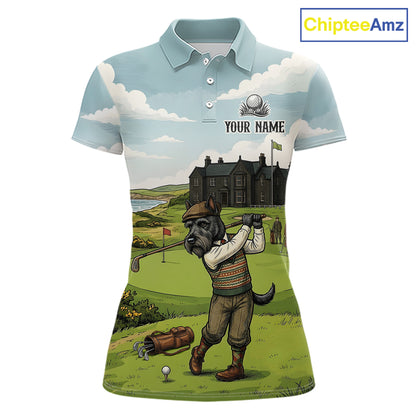 Scottish Terrier Womens Polo Golf Shirts, Vintage Dog Shirt, Mom Golf Gift NBT609