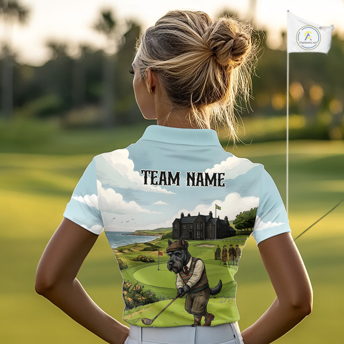 Scottish Terrier Womens Polo Golf Shirts, Vintage Dog Shirt, Mom Golf Gift NBT609