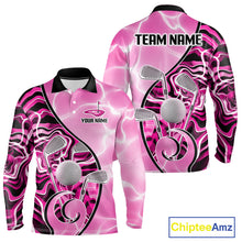 Load image into Gallery viewer, Mens Golf Polo Shirt Holographic Marble Golf Pattern For Team, Golf Attire For Men|Pink NBT726