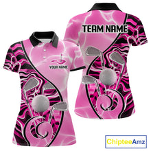 Load image into Gallery viewer, Womens Golf Polo Shirt Holographic Marble Golf Pattern For Team, Golf Attire For Women|Pink NBT726
