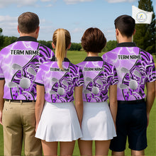 Load image into Gallery viewer, Mens Golf Polo Shirt Holographic Marble Golf Pattern For Team, Golf Attire For Men|Purple NBT727