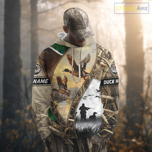 Load image into Gallery viewer, Custom Mallard Duck Hunting Camo 3D Printed Shirts, Personalized Duck Hunting Gifts NBT131