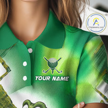 Load image into Gallery viewer, Funny Alligator Womens Golf Polo Shirt Custom Name, Team Golf Shirts, Golf Gifts | Green NBT839