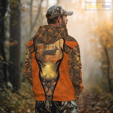 Load image into Gallery viewer, Deer Hunting Autumn Blaze Camo with American Flag Shirts for Men, Best Gift Ideas for Hunter NBT41