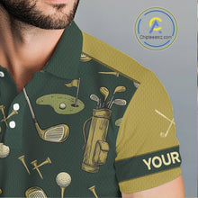 Load image into Gallery viewer, Vintage 1990s Golf Pattern Mens Golf Polo Shirt, Golf Attire For Men, Golfer Gifts|Beige NBT614