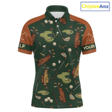 Load image into Gallery viewer, Vintage 1990s Golf Pattern Mens Golf Polo Shirt, Golf Attire For Men, Golfer Gifts|Brown NBT615