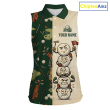 Load image into Gallery viewer, Funny Golf Ball Vintage 1990S Golf Pattern Womens Sleeveless Golf Polo Shirt, Golf Attire For Ladies, Golfer Gifts NBT616