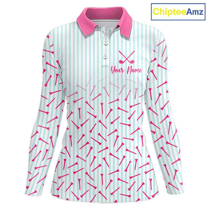 front view of long sleeve matching best friends golf polo shirt custom name best friend gift
