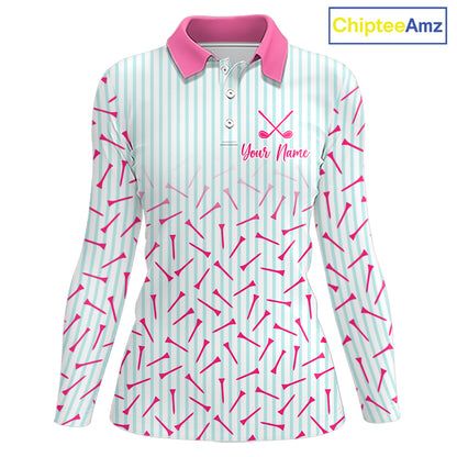 front view of long sleeve matching best friends golf polo shirt custom name best friend gift