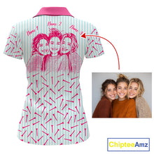 Load image into Gallery viewer, back view of personalized best friend golf polo shirt with custom photo &amp; name