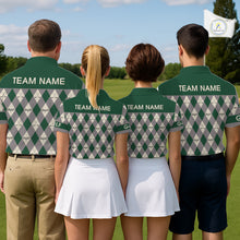 Load image into Gallery viewer, Funny Golf Ball Mens Golf Polo Shirts Custom Green Argyle Pattern Golf Attire For Men, Golfer Gifts NBT628