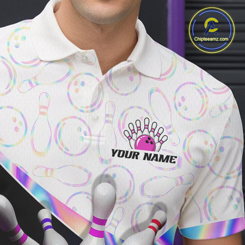 Custom Neon Cosmic Bowling Shirt For Men Bowling Team Shirts Polo & 1/4 Quarter Zip Bowling League NBT921