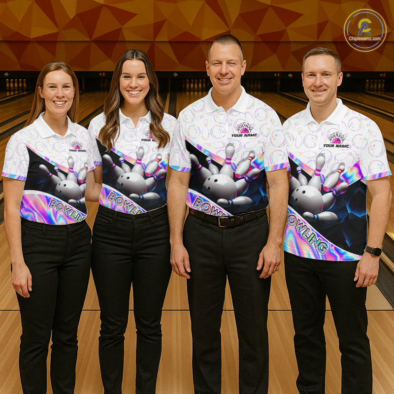 Custom Neon Cosmic Bowling Shirt For Women Bowling Team Shirts Polo & 1/4 Quarter Zip Bowling League NBT921