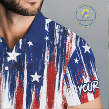 Load image into Gallery viewer, Personalized American Flag Golf White Mens Golf Polo Shirts Custom Name Golf Gifts For Men NBT659