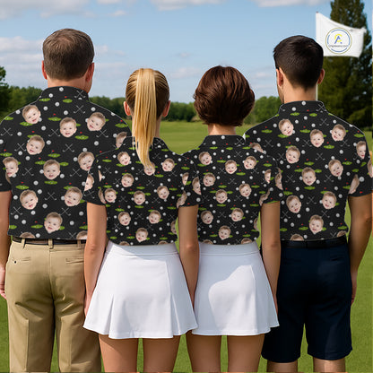 Personalized Face & Name Golf Polo Shirt For Men, Best Dad Golf Shirt, Father's Day Gift Polo|Black NBT662