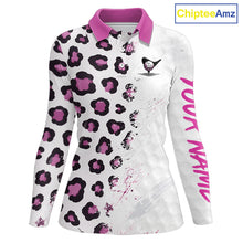 Load image into Gallery viewer, White long sleeve shirt with pink and black pattern 