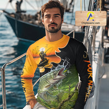 Load image into Gallery viewer, Personalized Fish Reaper Sunset Design Northern Pike Fishing Shirts Long Sleeve NBT675