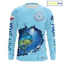 Load image into Gallery viewer, Custom Mahi Mahi Fishing Long Sleeve Tournament Shirts, Mahi Mahi Saltwater Fishing Apparel | Blue NBT687