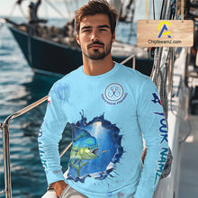 Load image into Gallery viewer, Custom Mahi Mahi Fishing Long Sleeve Tournament Shirts, Mahi Mahi Saltwater Fishing Apparel | Blue NBT687