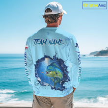 Load image into Gallery viewer, Custom Mahi Mahi Fishing Long Sleeve Tournament Shirts, Mahi Mahi Saltwater Fishing Apparel | Blue NBT687