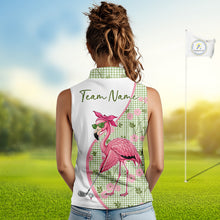 Load image into Gallery viewer, Funny Pink Flamingo Plaid Pattern Womens Sleeveless Golf Polo Shirts, Personalized Golf Gifts NBT792
