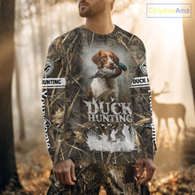Load image into Gallery viewer, Mallard Duck Hunting Camouflage Shirts With Brittany Dog, Duck Hunting Season, Hunting Gifts NBT180