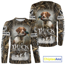Load image into Gallery viewer, Mallard Duck Hunting Camouflage Shirts With Brittany Dog, Duck Hunting Season, Hunting Gifts NBT180
