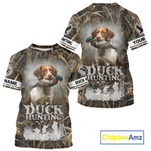 Load image into Gallery viewer, Mallard Duck Hunting Camouflage Shirts With Brittany Dog, Duck Hunting Season, Hunting Gifts NBT180