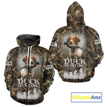 Load image into Gallery viewer, Mallard Duck Hunting Camouflage Shirts With Brittany Dog, Duck Hunting Season, Hunting Gifts NBT180