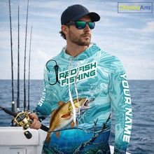 Load image into Gallery viewer, Custom Redfish Long Sleeve Hooded Performance Fishing Shirts, Water Camo Saltwater Fishing Jerseys NBT691