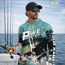 Load image into Gallery viewer, Personalized Northern Pike Fishing Jersey, Team Pike Fishing Long Sleeve Hooded Tournament Shirts NBT693