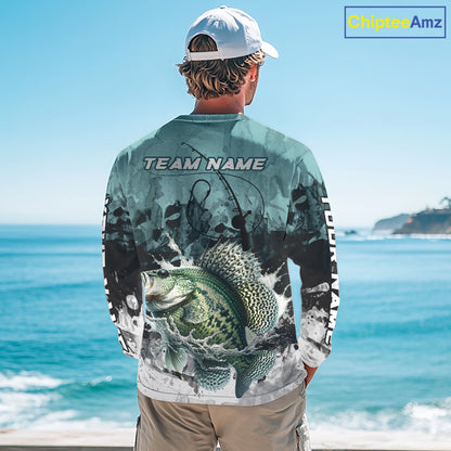 Personalized Crappie Fishing Jersey, Team Crappie Fishing Long Sleeve Tournament Shirts NBT694