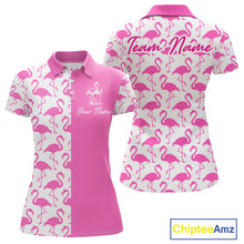 Load image into Gallery viewer, Women Golf Polo Shirt White And Pink Flamingos Pattern Custom Team Flamingo Golf Shirts NBT799