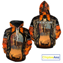Load image into Gallery viewer, Orange Camo Whitetail Deer Hunting Shirt Custom name for Fall Season, Perfect Gifts for Hunters NBT04