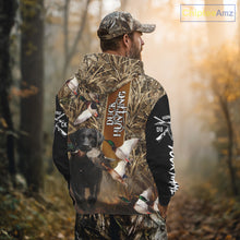 Load image into Gallery viewer, Duck Hunting with Black Lab Custom Name 3D All Over Print Camo Shirt, Hunting Gifts for Hunters NBT109